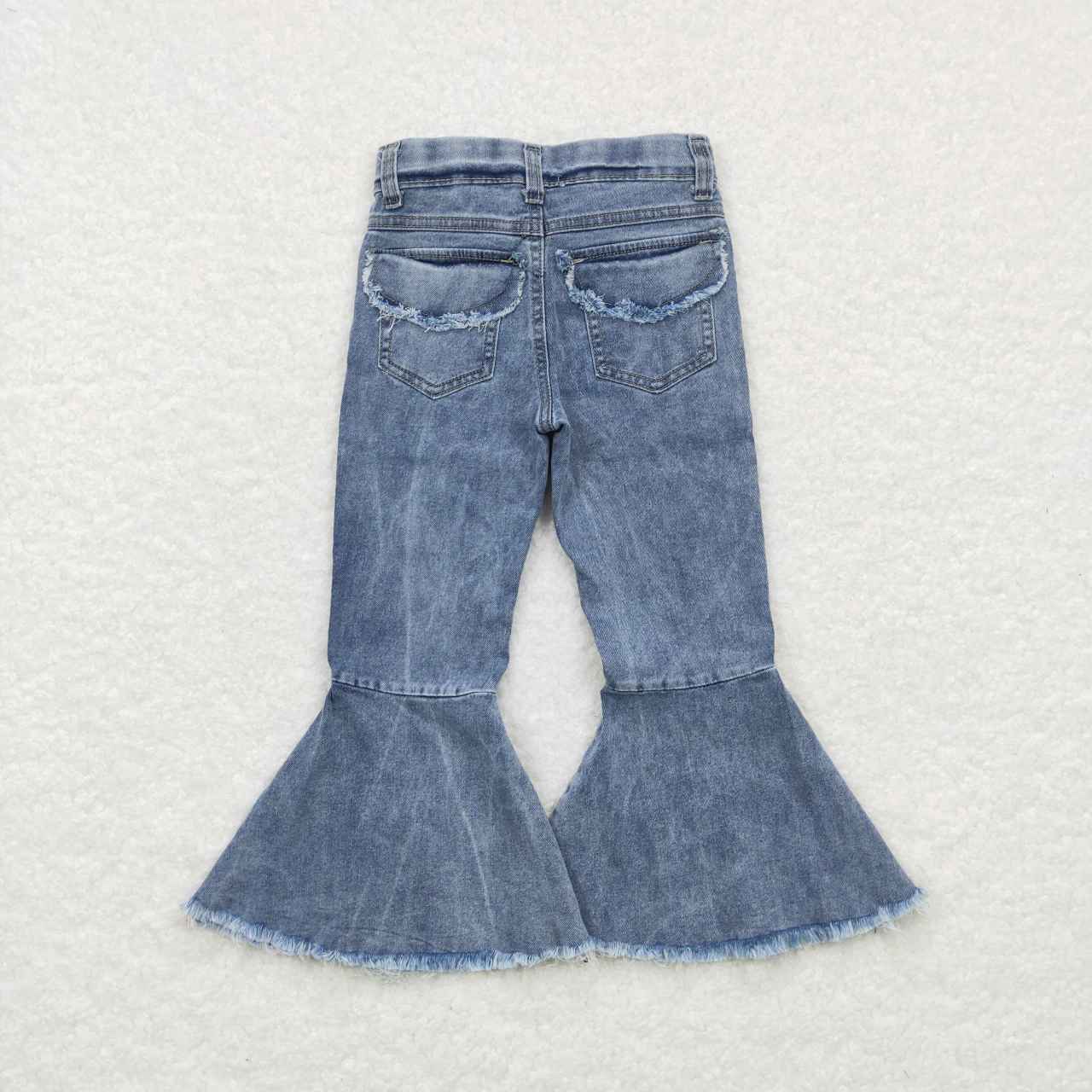 Sibling Baby Girls Bell Bottom Denim Pants Blue Jeans Clothes RTS