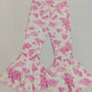 Baby Girl Western Pink Cow Double Ruffle Bell Flare Denim Pants