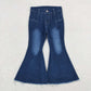 Sibling Baby Girls Toddler Denim Bell Bottom Pants Blue Jeans Clothes RTS