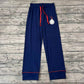 Adult Women Christmas Navy Embroidery Bell Bottom Pants Pajamas