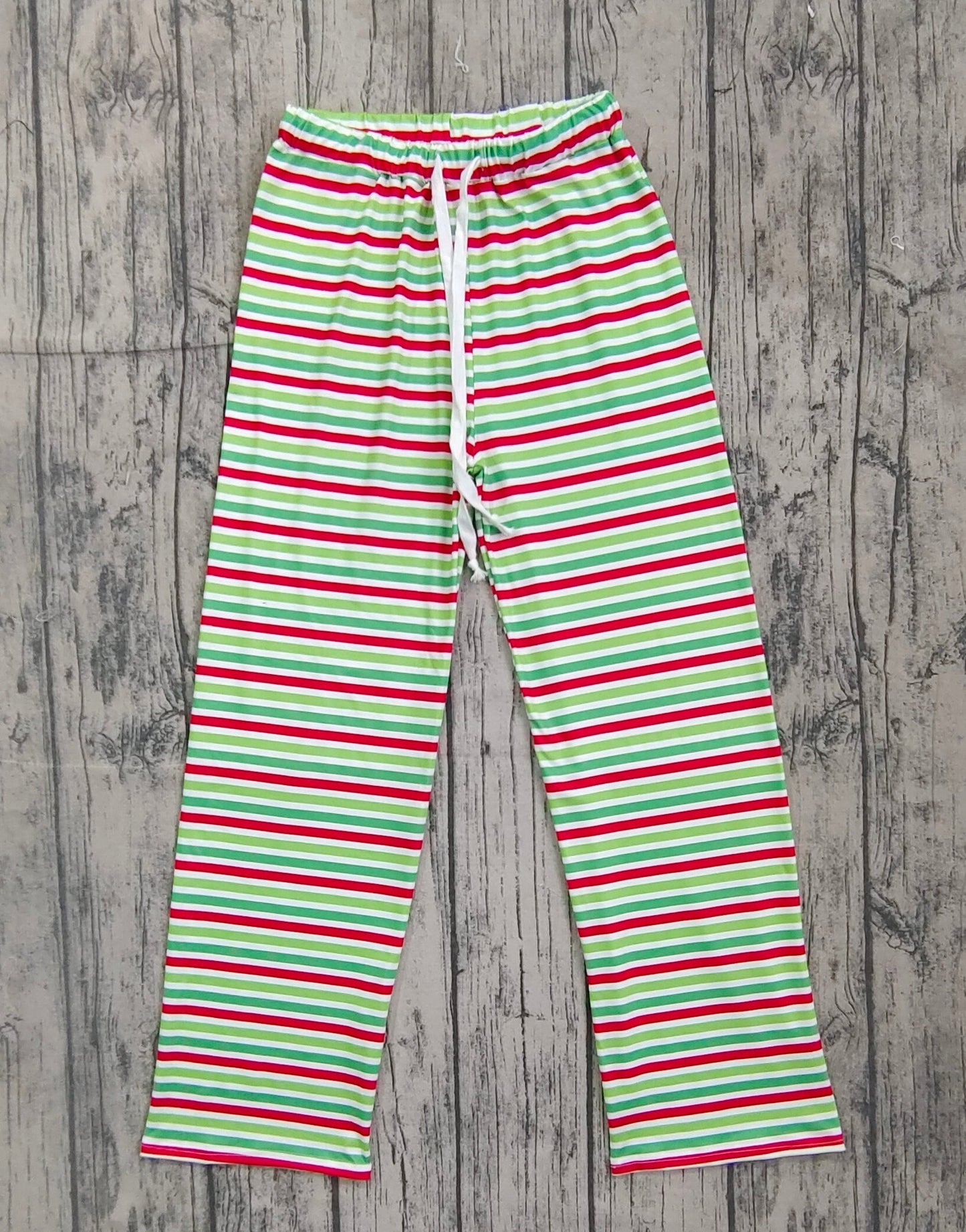 Adult Women Red Green Stripes Christmas Bottom Pants Pajamas