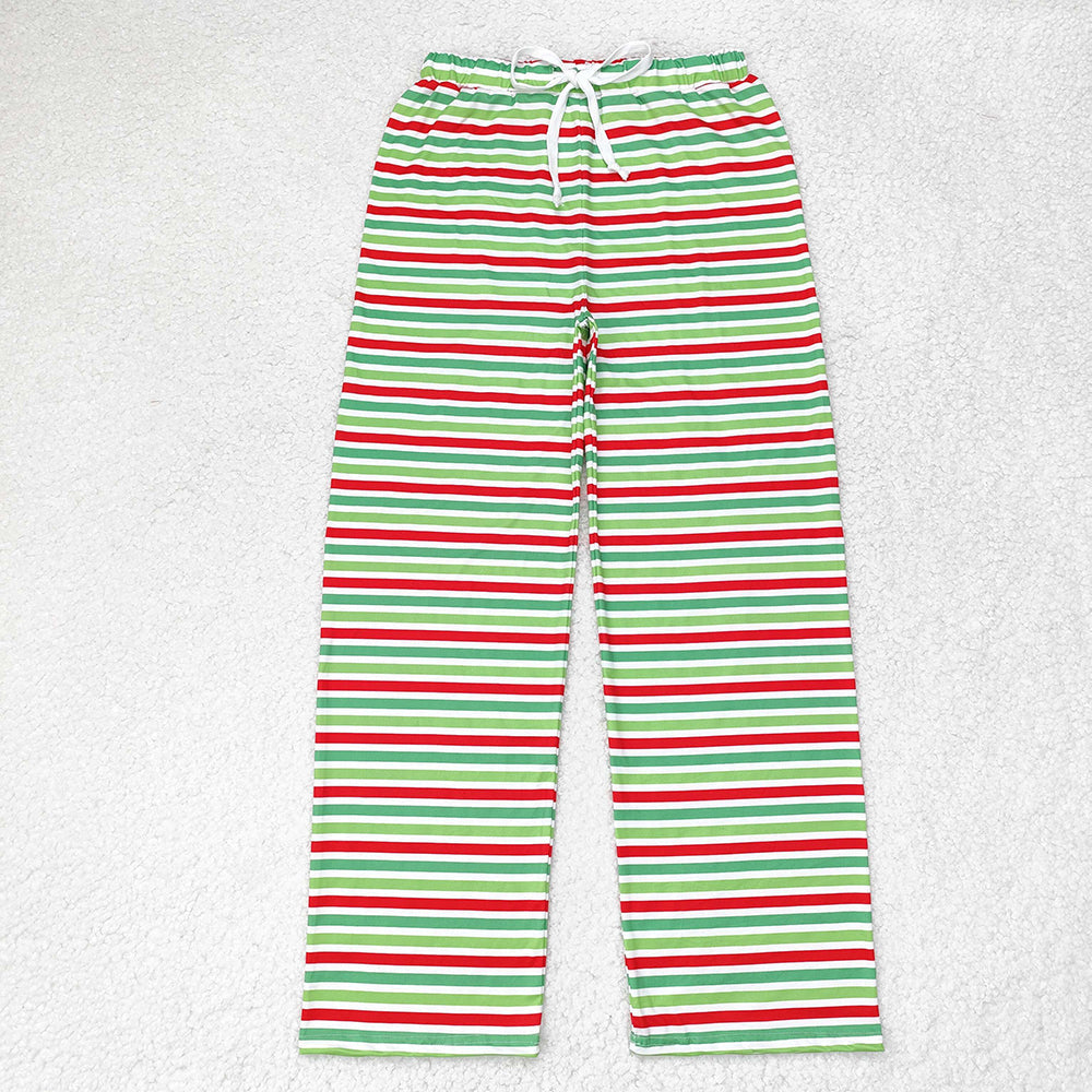 Adult Women Red Green Stripes Christmas Bottom Pants Pajamas