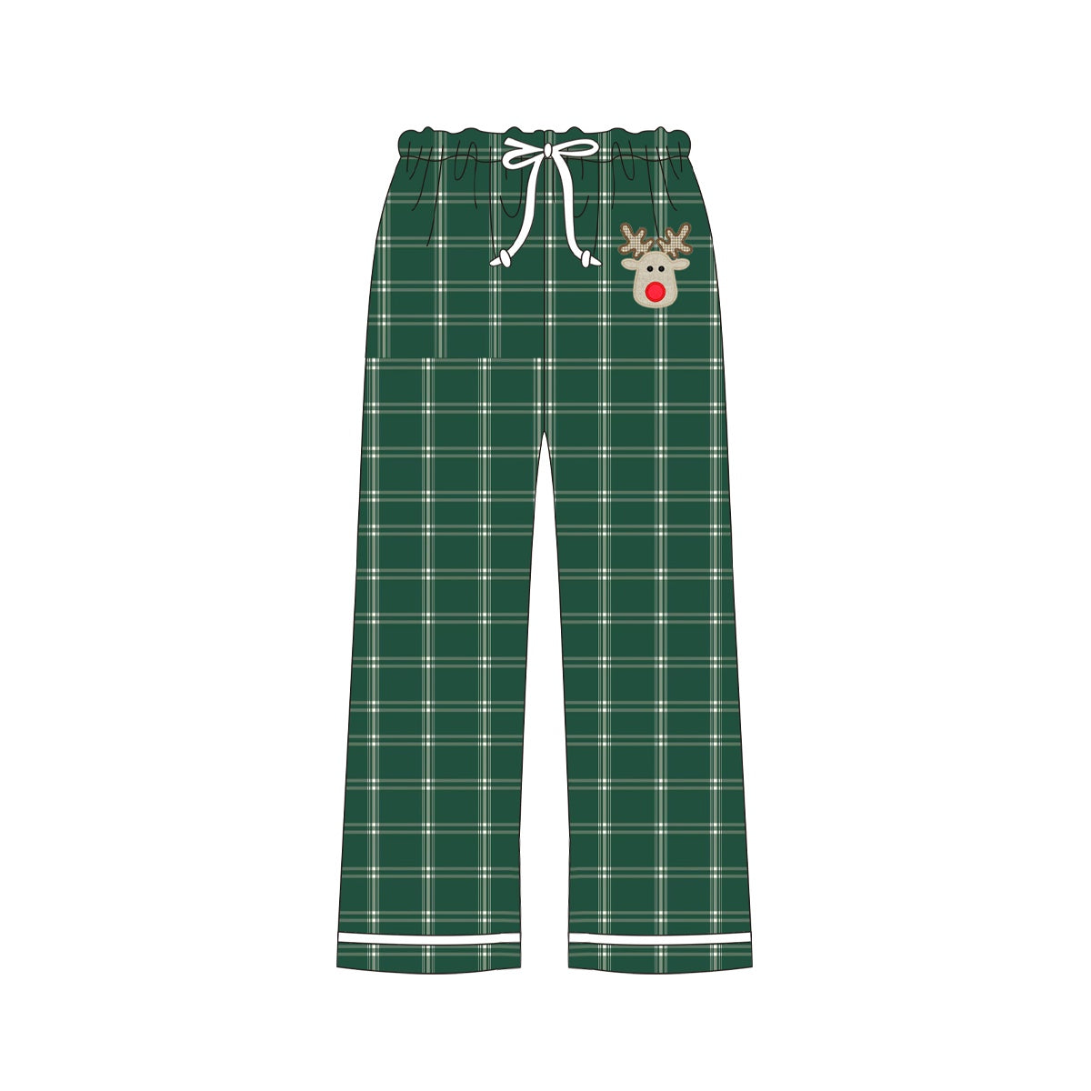 Pre-order Adult Women Green Christmas Deer Checkered Pants Pajamas