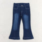 Sibling Baby Girls Toddler Denim Bell Bottom Pants Blue Jeans Clothes RTS