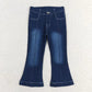 Baby Girl Western Navy Line Bell Flare Denim Pants