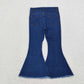 Sibling Baby Girls Toddler Denim Bell Bottom Pants Blue Jeans Clothes RTS