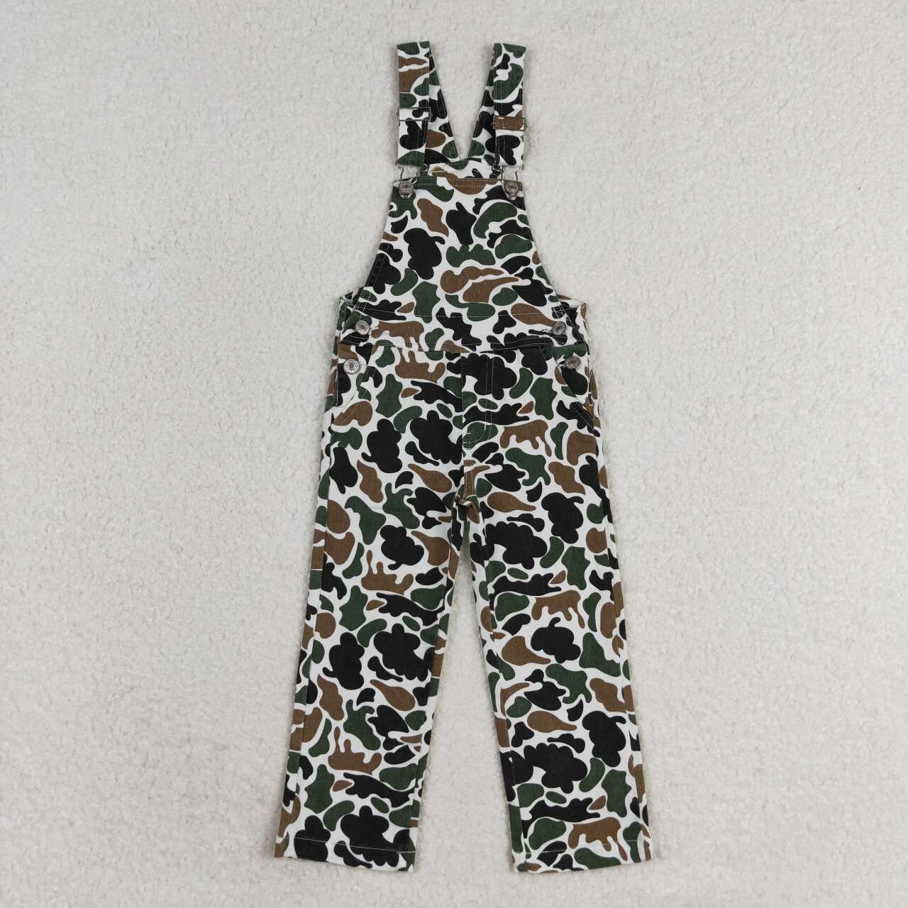 Baby Boy Girl Kids Camo Denim Suspender Overall Jumpsuit