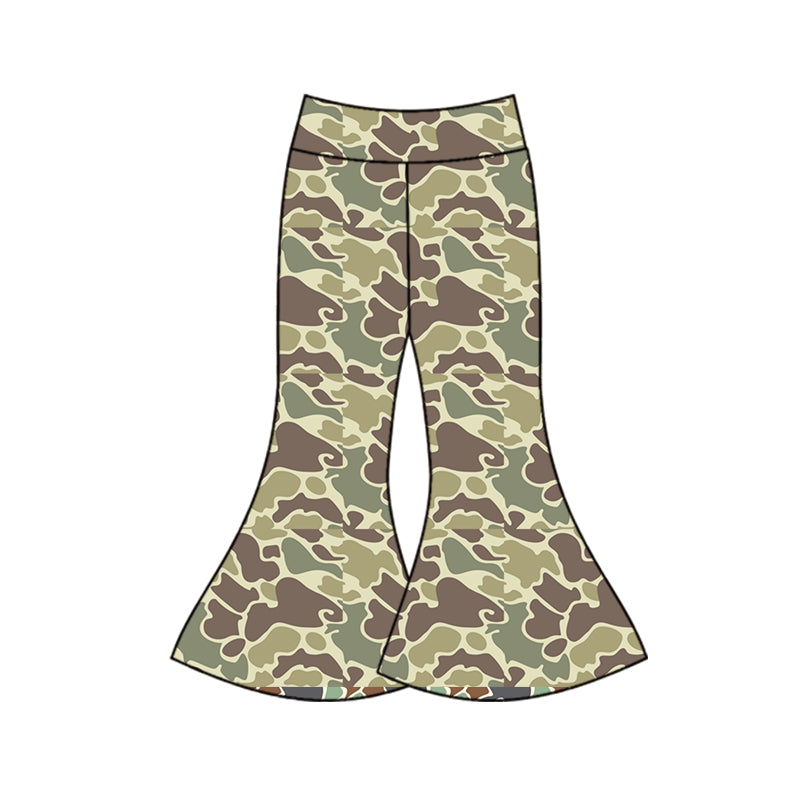 Pre-order Baby Girl Green Camo Bell Bottom Pants