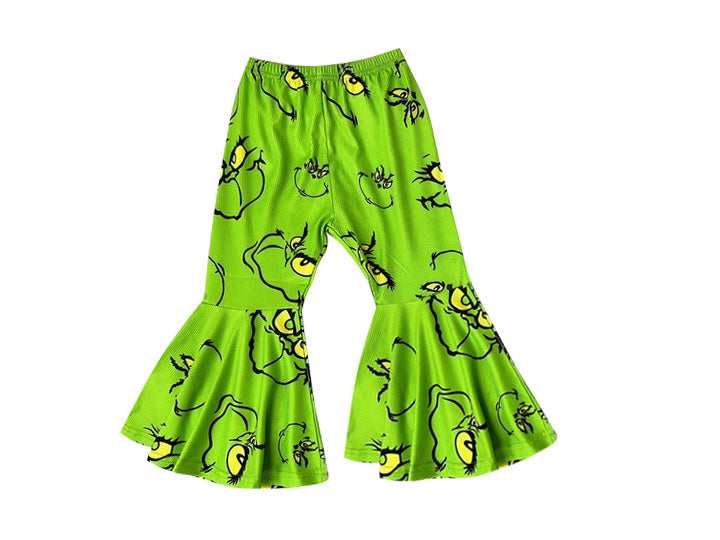 Pre-order Baby Girl Christmas Green Face Bell Bottom Pants