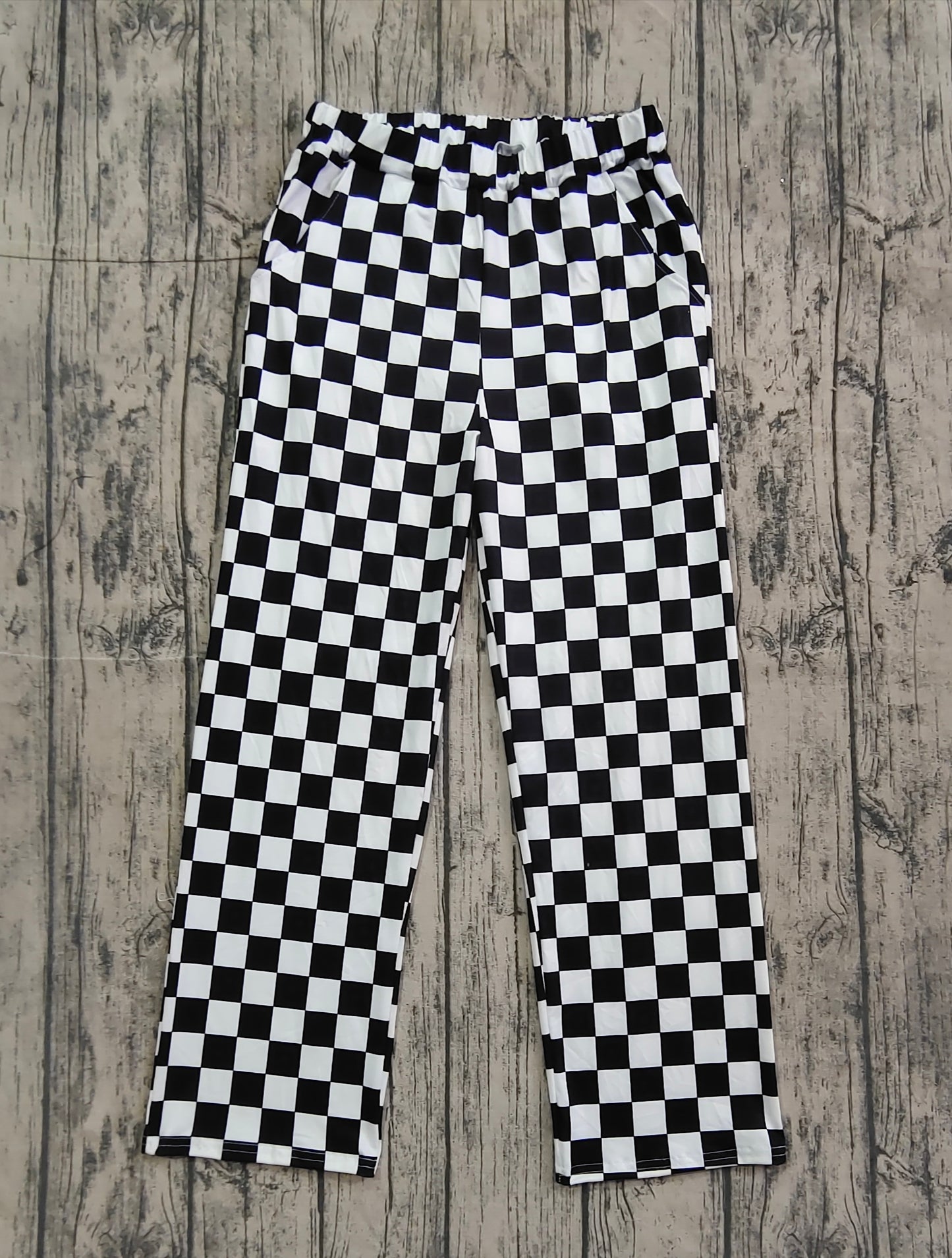 Adult Women Black Checkered Bottom Pants Pajamas