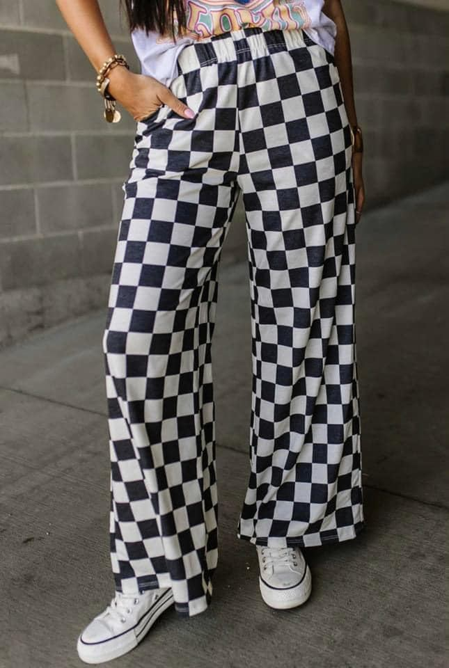 Adult Women Black Checkered Bottom Pants Pajamas