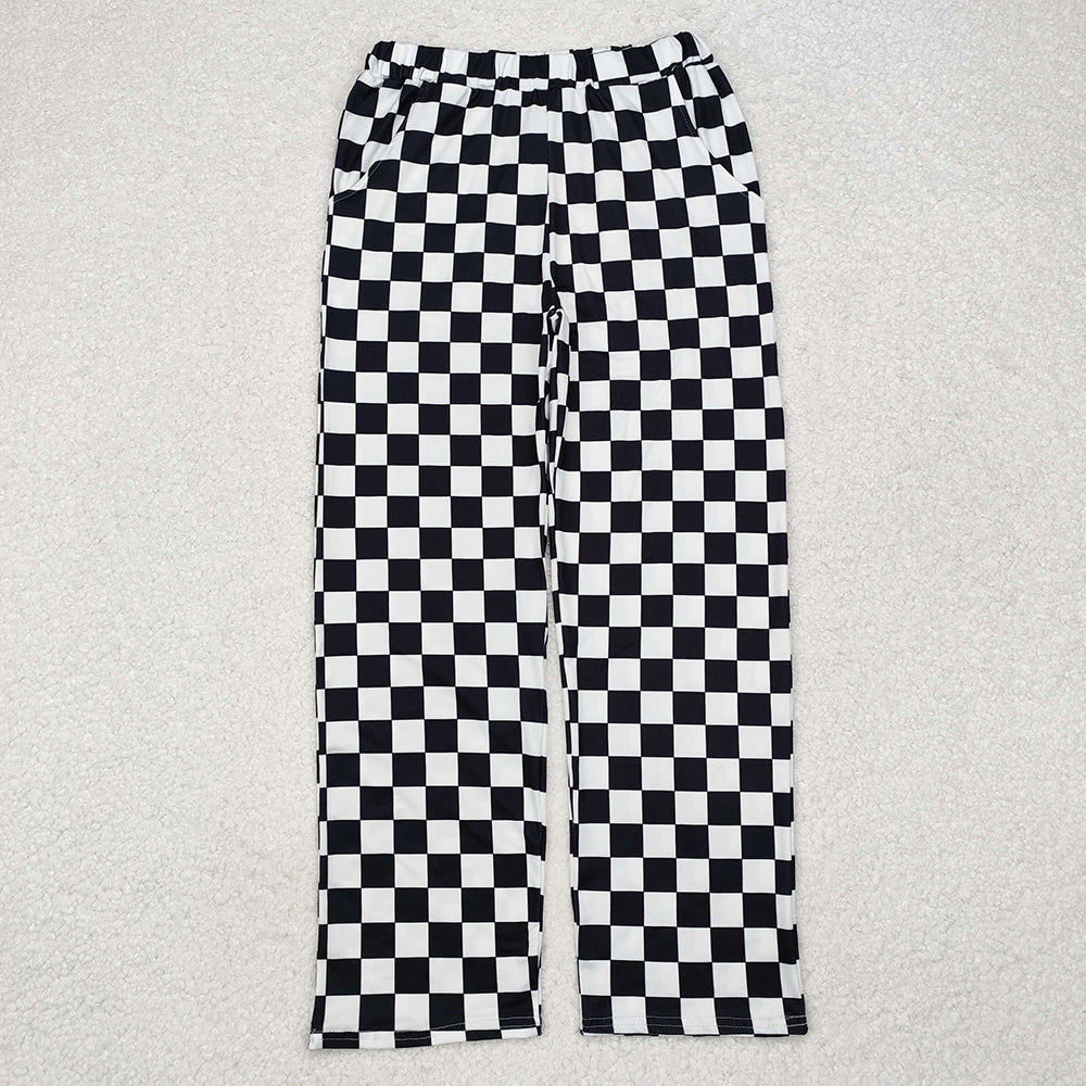 Adult Women Pink Black Checkered Sibling Pajamas Pants