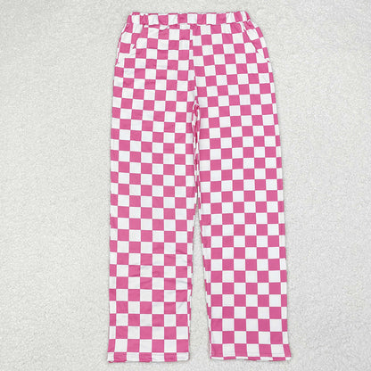 Adult Women Pink Black Checkered Sibling Pajamas Pants