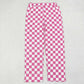Sibling Dogs Hearts Bows Plaid Print Pajamas Pants Bottoms Adult Women Clothes RTS