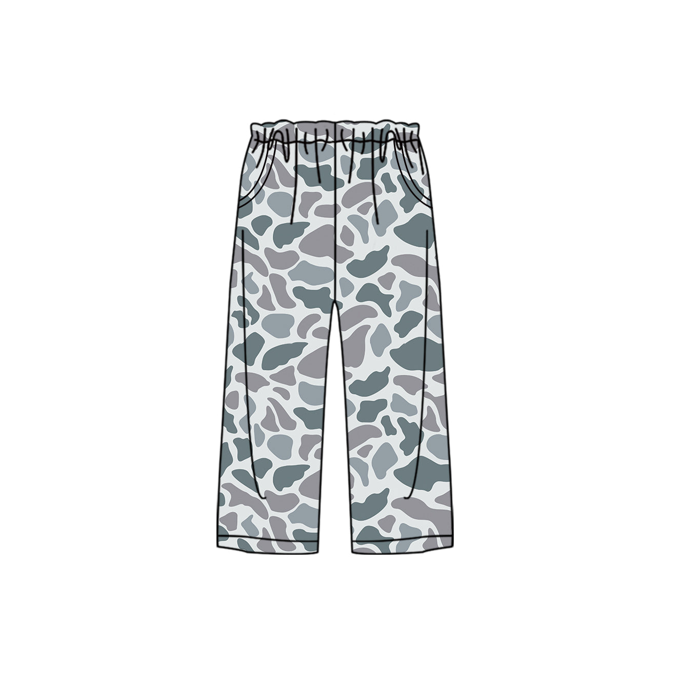 Pre-order Adult Women Grey Camo Pocket Bottom Pants Pajamas