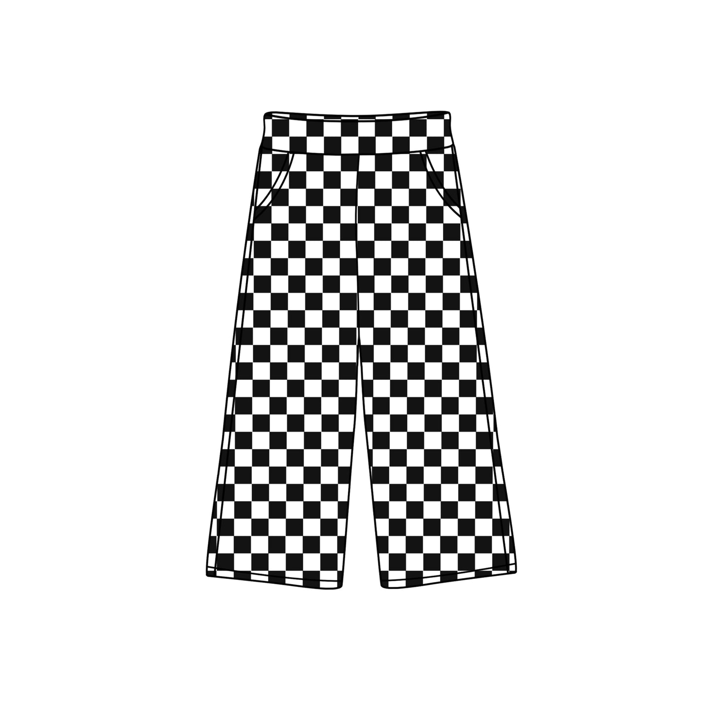 Pre-order Baby Girl Black Checkered Bottoms Pockets Pants