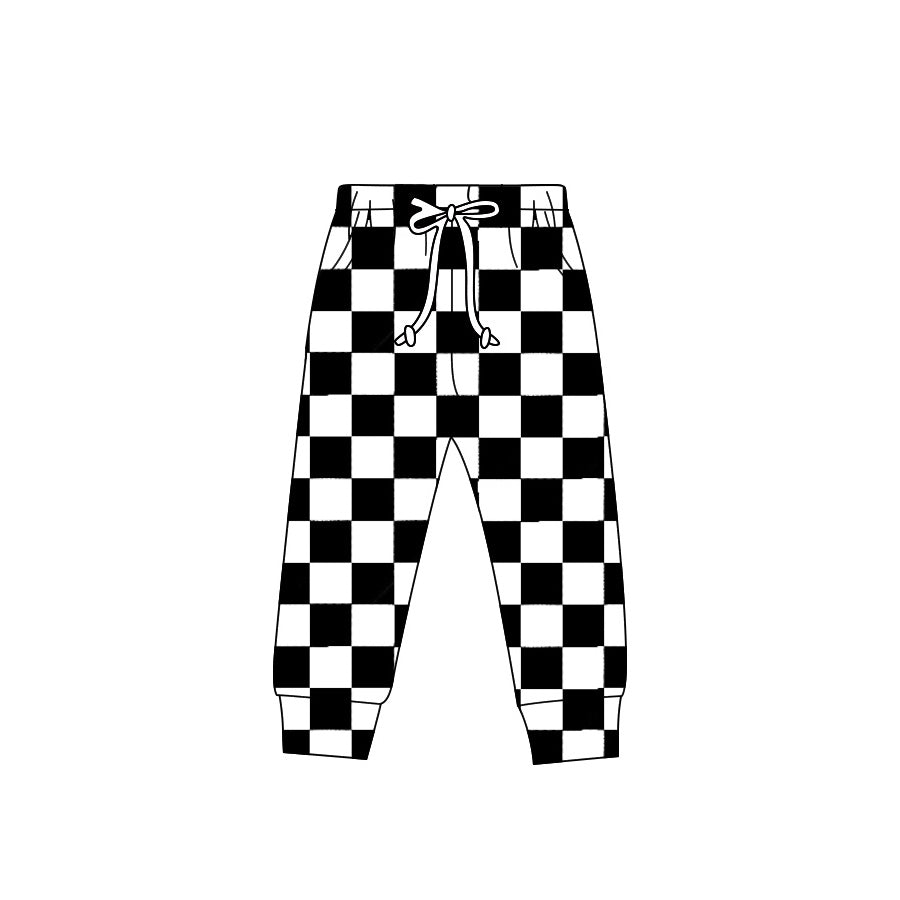 Pre-order Adult Women Black Checkered Jogger Bottom Pants Pajamas