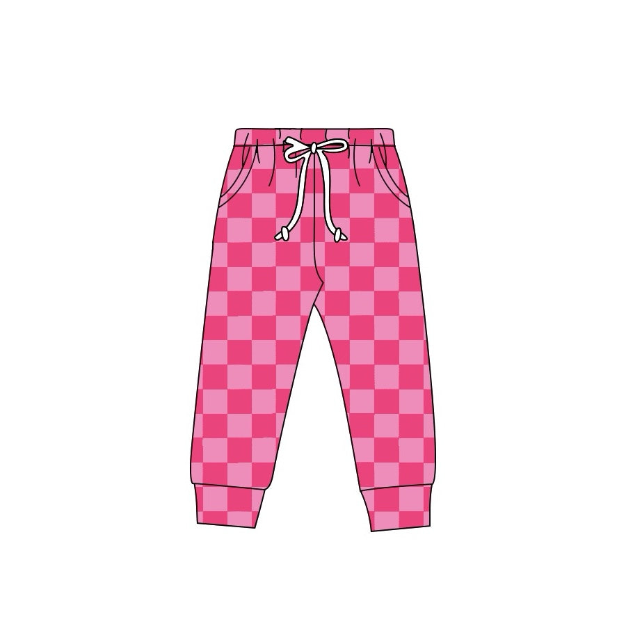 Pre-order Adult Women Pink Checkered Jogger Bottom Pants Pajamas