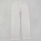 Sibling Dogs Hearts Bows Plaid Print Pajamas Pants Bottoms Adult Women Clothes RTS