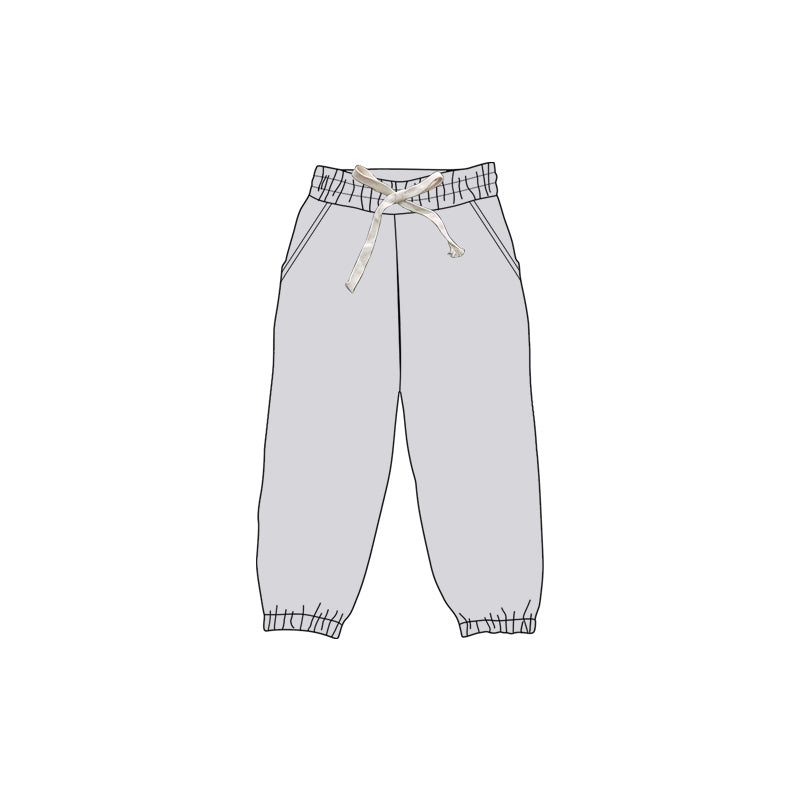 Preorder Baby Kids Toddler Light Grey Jogger Yoga Bottom Pockets Pants