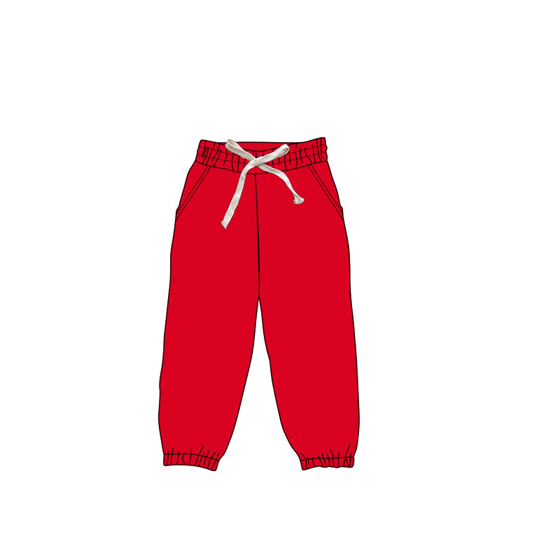 Preorder Baby Kids Toddler Red Jogger Yoga Bottom Pockets Pants