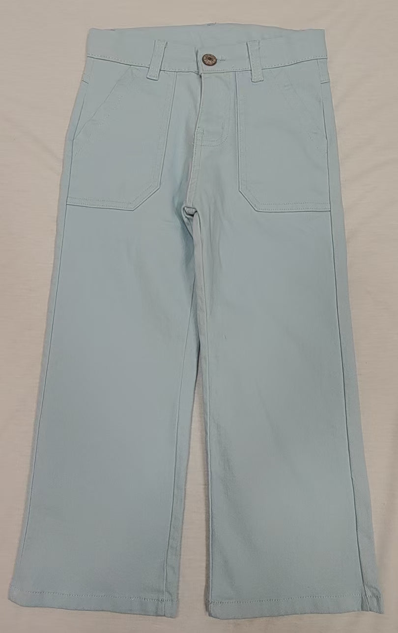 Preorder Baby Girl Blue Pockets Denim Bottom Pants Jeans（ Moq 5 ）