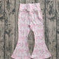 Baby Girl Floral Bows Yoga Active Pink Bell Bottom Pants RTS