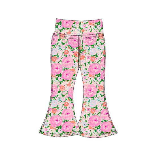 ( Moq 5 ) Preorder Baby Girl Flower Bows Yoga Active Bell Pants