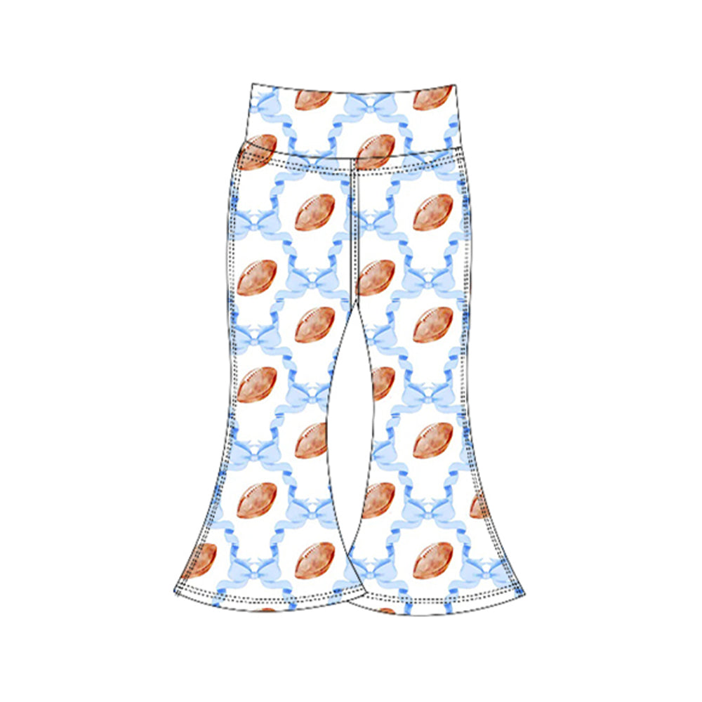 ( Moq 5 ) Preorder Baby Girl Blue Bow Football Bell Yoga Active Pants