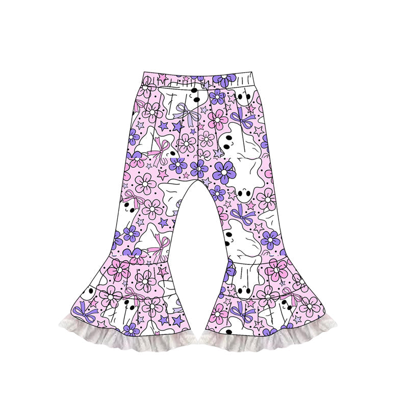 ( Moq 5 ) Preorder Baby Girl Flower Ghosts Halloween Purple Bell Pants