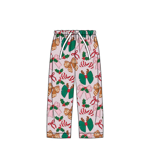 ( Moq 5 ) Preorder Adult Women Christmas Bows Holly Pajamas Pants