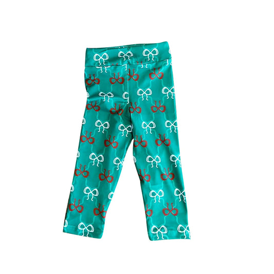 ( Moq 5 ) Preorder Baby Girl Toddler Bows Green Christmas Legging Pants