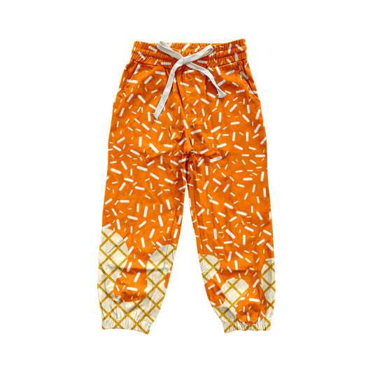 ( Moq 5 ) Preorder Adult Women Orange Drips Team Pockets Joggers Yoga Active Pants