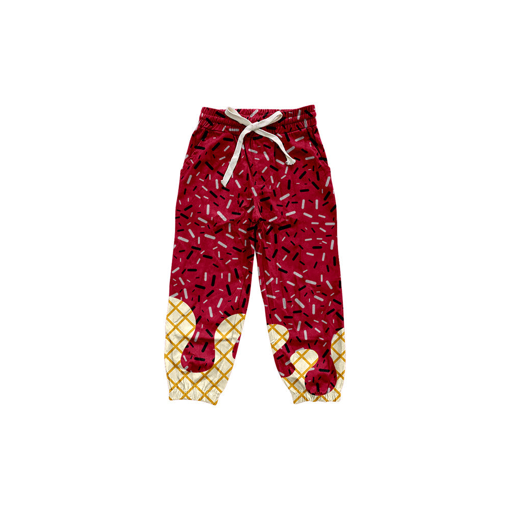 ( Moq 5 ) Preorder Baby Girl Dark Red Drips Team Pockets Joggers Yoga Active Pants