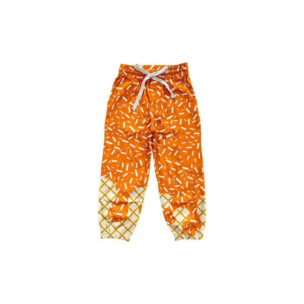 ( Moq 5 ) Preorder Baby Girl Orange Drips Team Pockets Joggers Yoga Active Pants