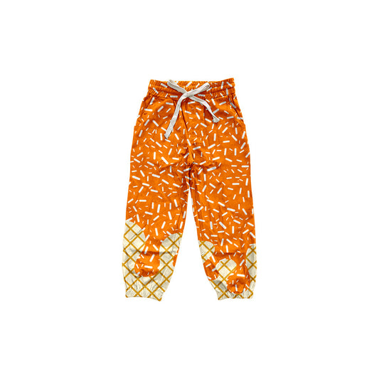 ( Moq 5 ) Preorder Baby Girl Orange Drips Team Pockets Joggers Yoga Active Pants