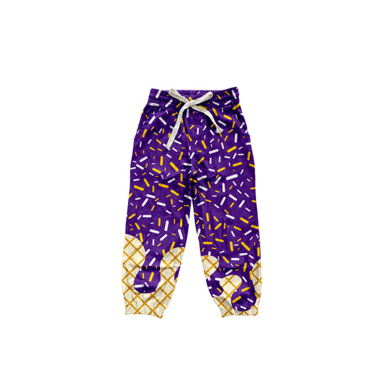 ( Moq 5 ) Preorder Baby Girl Purple Drips Team Pockets Joggers Yoga Active Pants