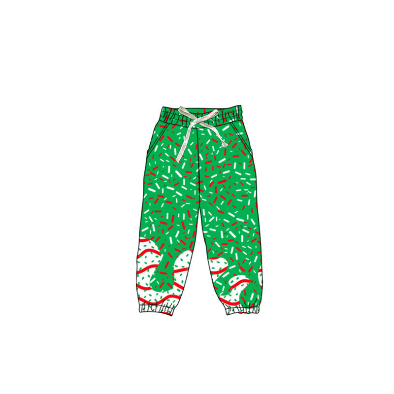 ( Moq 5 ) Preorder Baby Kids Toddler Cookie Christmas Drips Pockets Yoga Active Green Jogger Pants