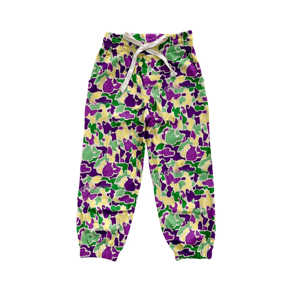 ( Moq 5 ) Preorder Kids Toddler Mardi Gras Camo Pockets Joggers Pants Bottom