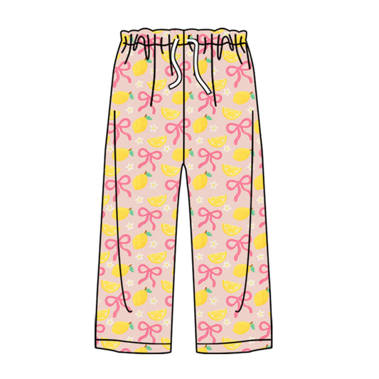 Preorder Adult Women Bows Lemons Pajamas Pants Bottoms