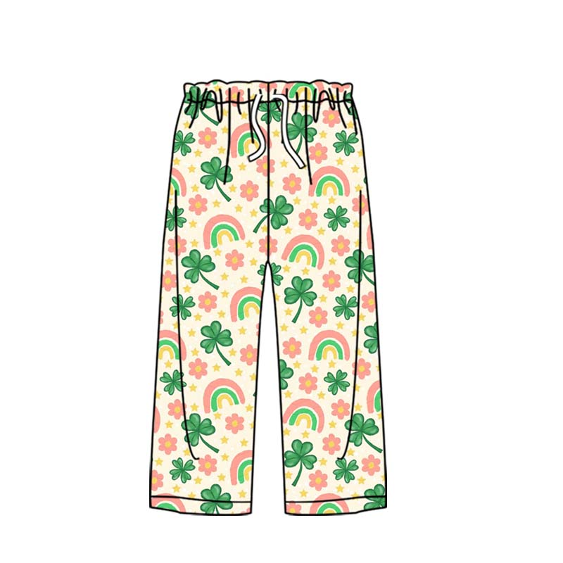 ( Moq 5 ）Preorder Adult Woman Rainbow Flower St. Patrick's Pajamas Pants