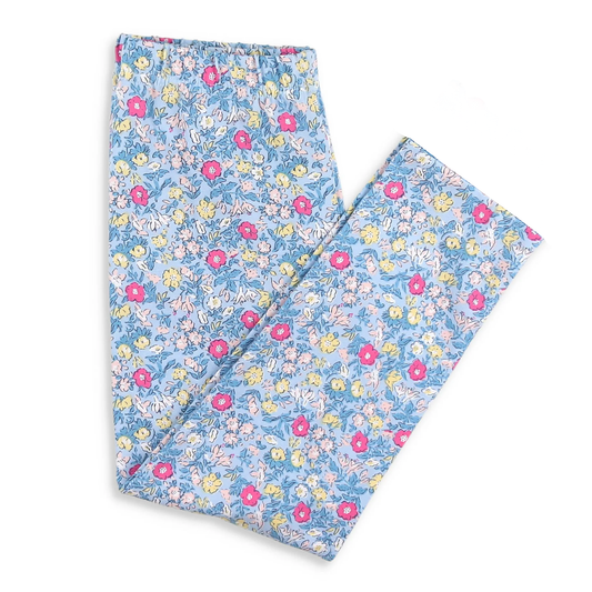 ( Moq 5  ) Girls Kids Flower Blue Pants Bottoms