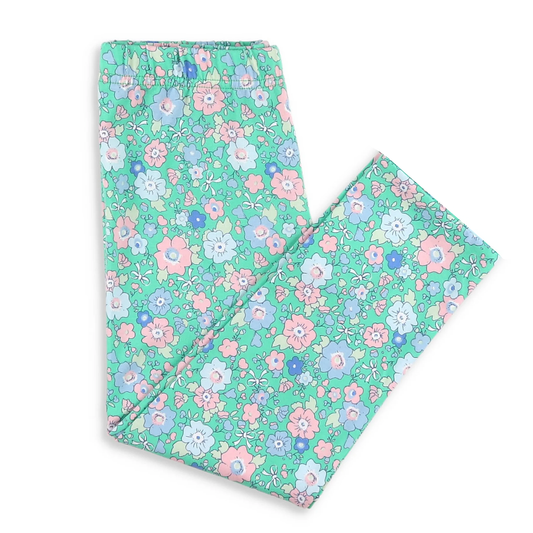 ( Moq 5  ) Girls Kids Flower Green Pants Bottoms