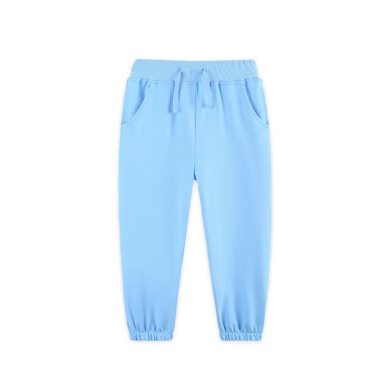 ( Moq 5 ) Preorder Girls Kids Blue Pockets Cotton Joggers Pants Bottoms