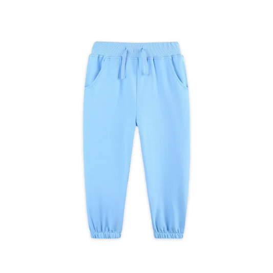 ( Moq 5 ) Preorder Girls Kids Blue Pockets Cotton Joggers Pants Bottoms