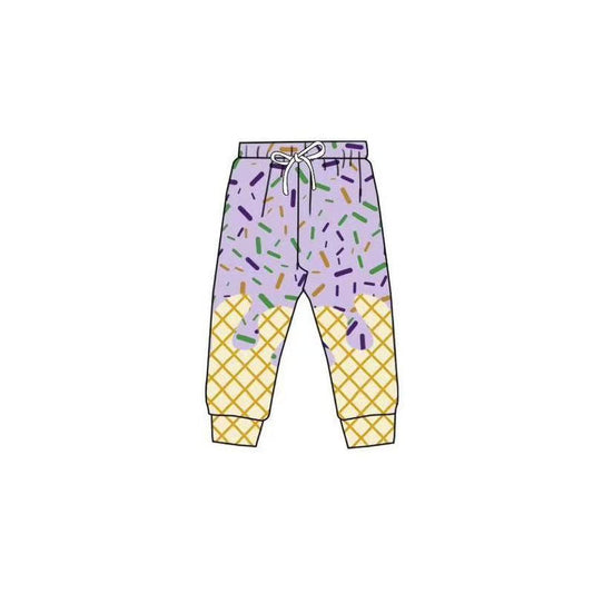 ( Moq 5 ) Preorder Girls Kids Mardi Gras Sprinkles Purple Drips Jogger Pants