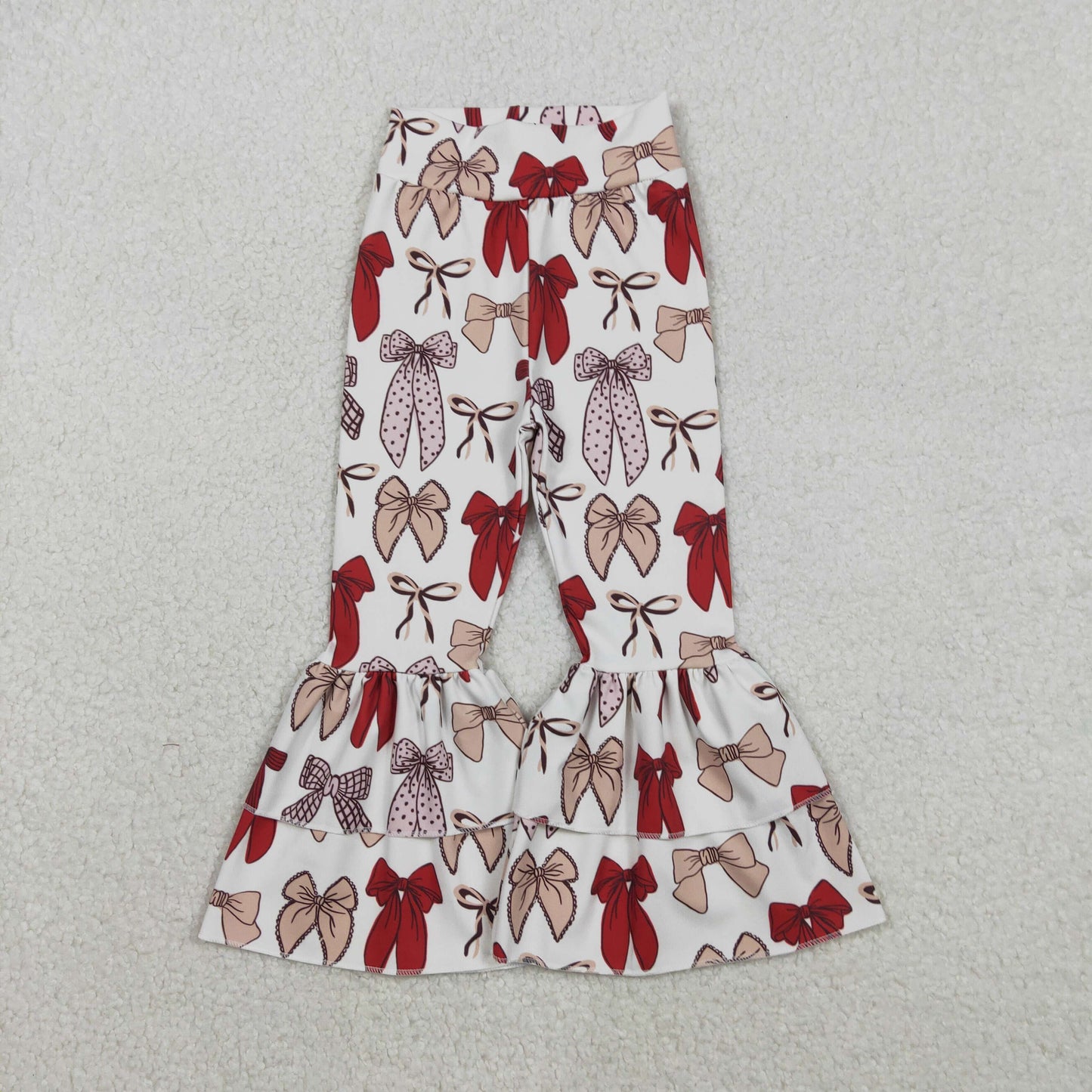 Sibling Baby Girls Kids Bows Camo Ruffle Bell Pants Yoga Active Bottoms RTS