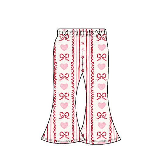 ( Moq 5 ) Preorder Girls Kids Valentine's Day Bows Hearts Bell Pants Bottoms