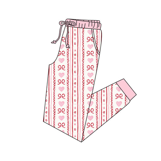 ( Moq 5 ) Preorder Adult Women Hearts Bows Floral Pockets Pants Valentine Bottoms