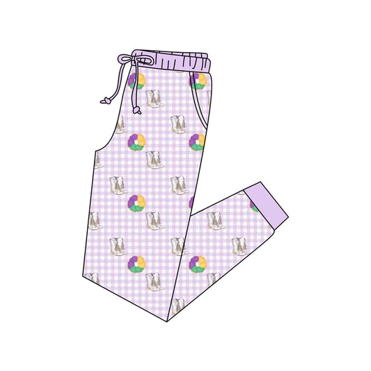 ( Moq 5 ) Preorder Adult Women Donuts Boots Mardi Gras Pockets Pants